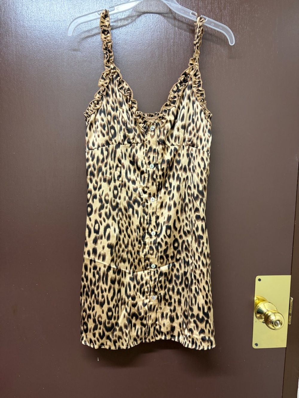 Blue Blush Leopard Print Slip Dress - Tan & Black